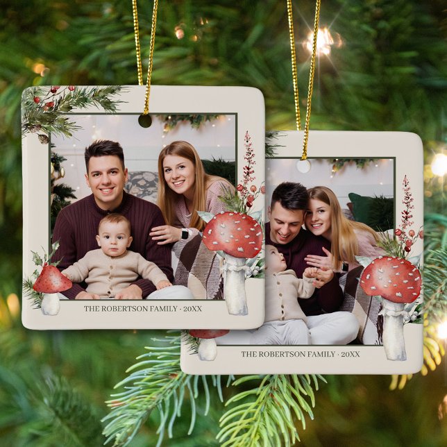 Rustik Woodland Julsvampar 2 Foto Julgransprydnad Keramik (Skapare uppladdad)