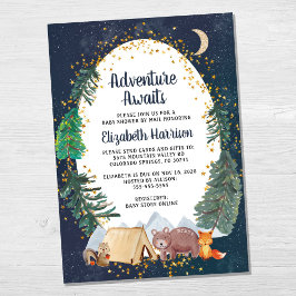 Rustik Woodland Night Himlar Baby Shower by Mail Inbjudningar