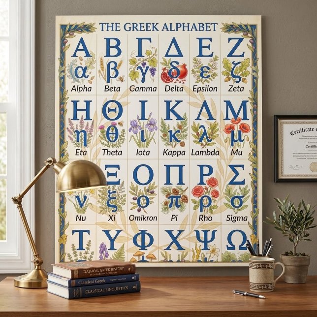Rustika alfabetet grekiska natur | Väggprydnad Poster (farmhouse sorority wall art nature inspired fraternity greek decor, order rustic greek letter)