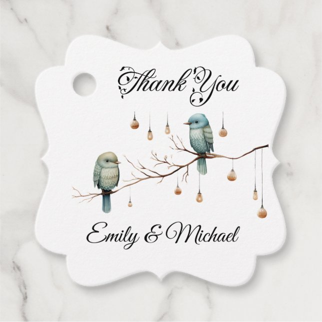 Rustika älsklingar i skogen - Romantiskt bröllop Gåvor Etiketter (Framsida)