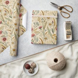 Rustika ängsblommor med vete och vilda blommor presentpapper