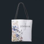 Rustika ängsvildblommor Monogram Tygkasse<br><div class="desc">Denna enkla men eleganta monogram shoppingväska har en rustik akvarellbukett med lila,  gula,  vita och vinröda ängsvildblommor och grönska. Blir en fin brudtärna-gåva också! Skapad av Simply Farmhouse Press.</div>