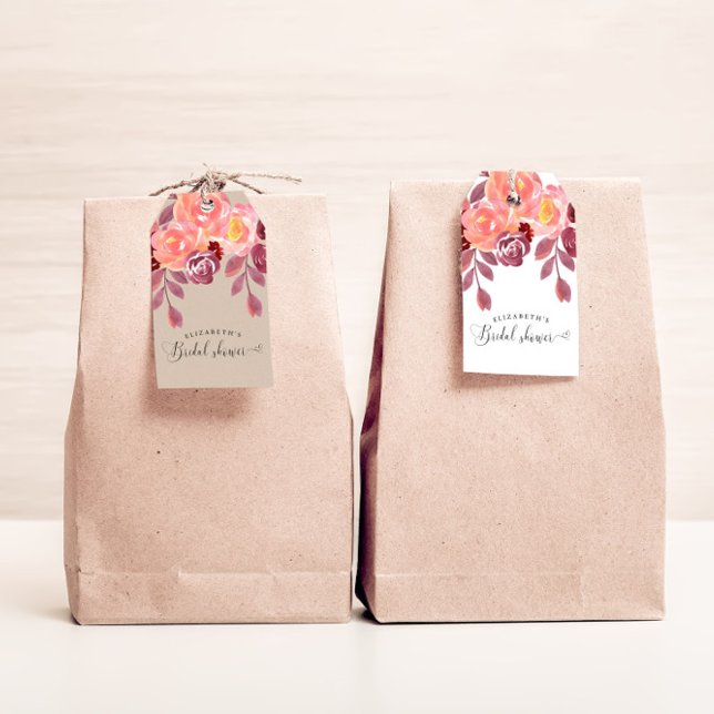 Rustika äppelrosor Elegant Skript Bröllopsdusch Presentetikett (Skapare uppladdad)