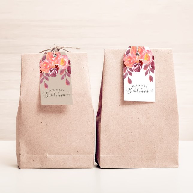 Rustika ärtpeorier Elegant Bröllopsdusch Presentetikett (Skapare uppladdad)