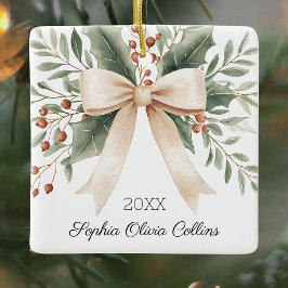 Rustika Barnbarns Första Jul Akvarellkrans Julgransprydnad Keramik