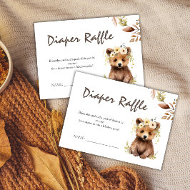 Rustika Bear Theme Kön Neutral Diaper Raffle Tilläggskort