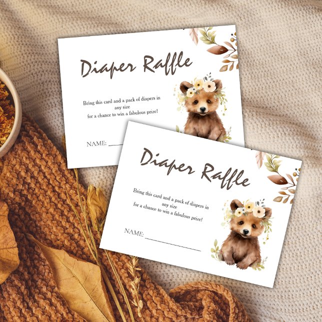 Rustika Bear Theme Kön Neutral Diaper Raffle Tilläggskort (Skapare uppladdad)