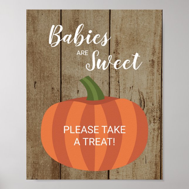Rustika Bebisar Är Söta Höst Pumpa Bebis Shower Poster (Framsidan)