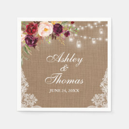 Rustika Belysning Ljusstakar med Slöjdlärft och Bl Pappersservett