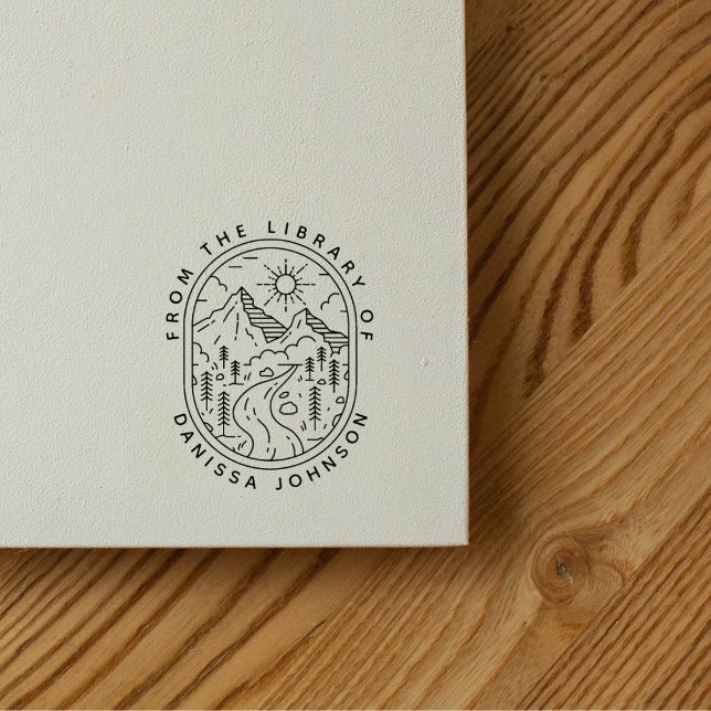 Rustika Berg Tillverkade för Friluftsmän Ex Libris Stämpel (Skapare uppladdad)