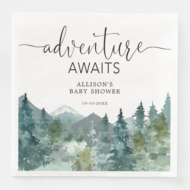 Rustika berg utomhus tema skog woods pappersservett (Framsida)