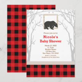 Rustika Björnrandiga Baby Shower-inbjudningar Inbjudningar