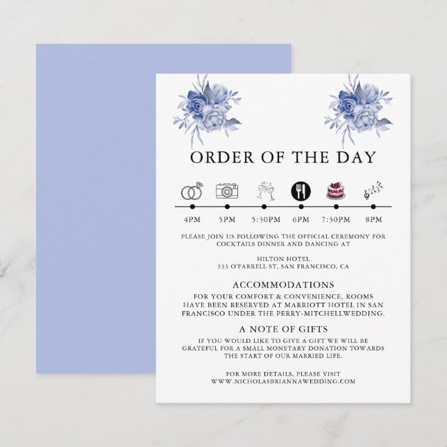 rustika blå dammiga rosor och andra blommor tilläggskort (Fram/baksida)