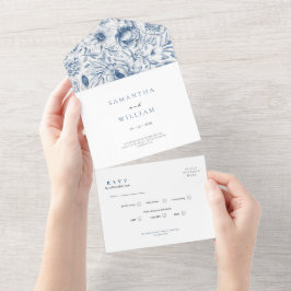 Rustika blå rosor & Eukalyptus RSVP Bröllop