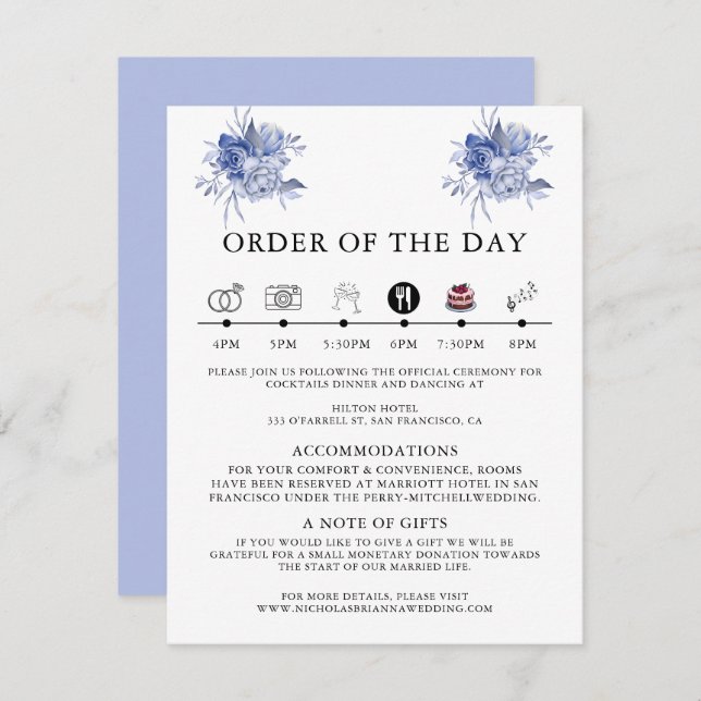 rustika blå rosor och andra blommor i dammig stil tilläggskort (Fram/baksida)