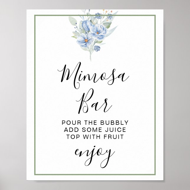 rustika blå vattenfärg blommor & blad poster (Framsidan)