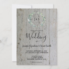 Rustika blad i akvarell på trämönster för bröllop  inbjudningar