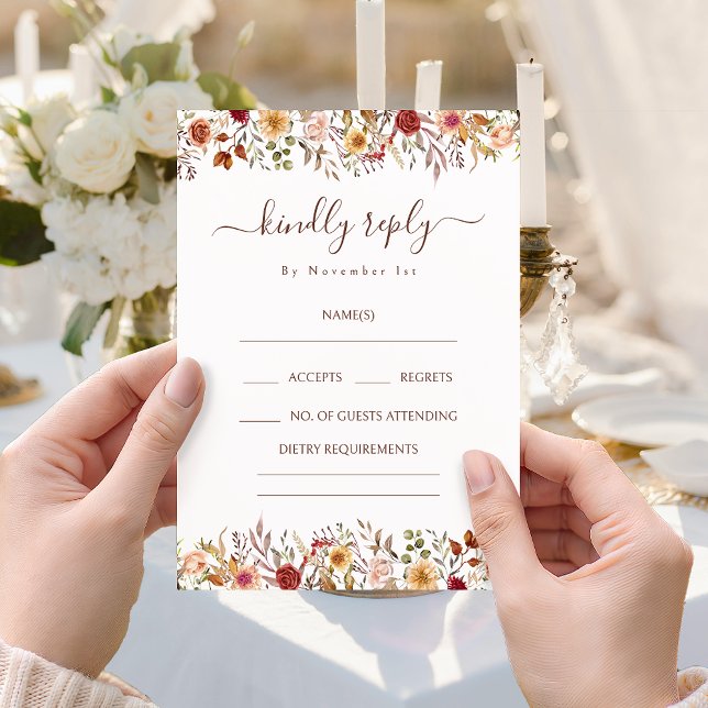 Rustika Blomma Blommar Bohemsk Bröllop RSVP-kort Tilläggskort (Skapare uppladdad)