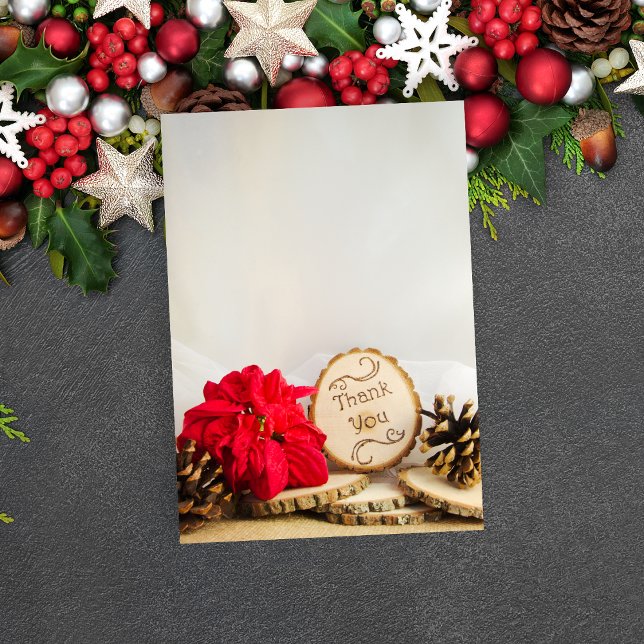 Rustika Blommig Julstjärna Vinter Bröllop Tack Kor Kort (Skapare uppladdad)