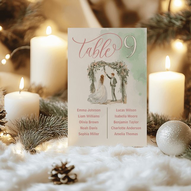 Rustika Blommiga Bordskort för Bröllop - Placering (Rustic Floral Wedding Table Cards Seating Plan)