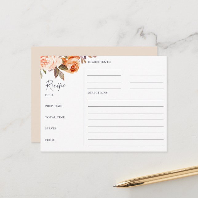 Rustika blommiga bröllopsduscheceptkort vykort (Fram/Back In Situ)