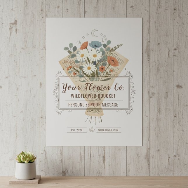 Rustika blommor inslagna i romaner, kan anpassas e poster (Chic Bouquet Flowers Poster)
