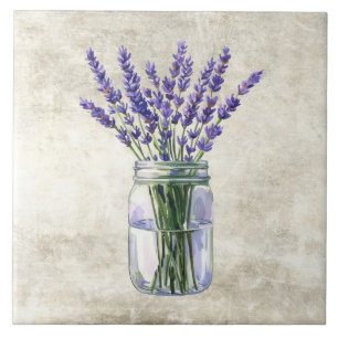 Rustika blommor Lavendel i Vintageburk Kakelplatta