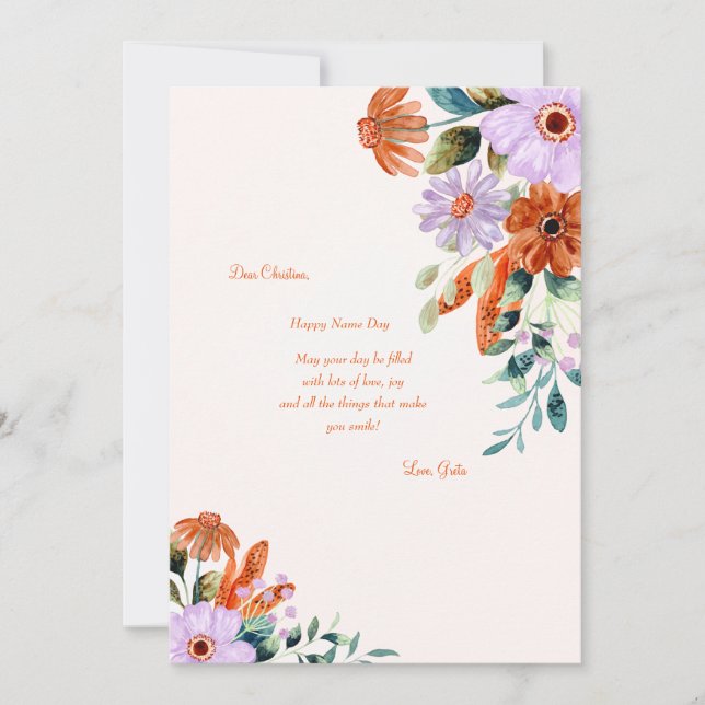 Rustika blommor Namnsdagskort Inbjudningar (Framsida)