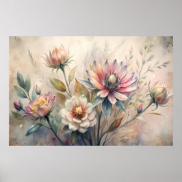 Rustika Blommor Vattenfärg Poster
