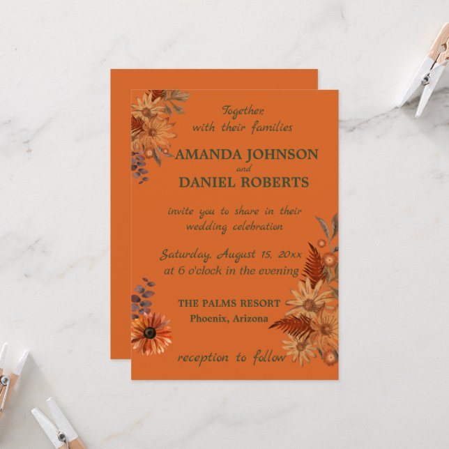 Rustika blomster bara väntar på att inbjuda dina g inbjudningar (Fram/Back In Situ)