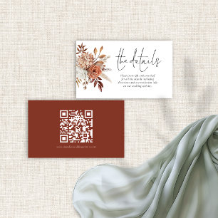 Rustika blomsterdetaljer i terrakotta med QR-kod f Tilläggskort