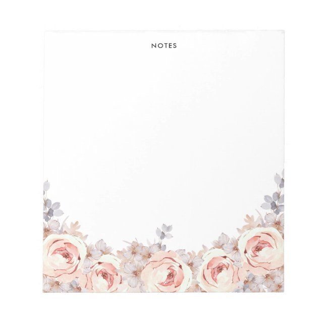 Rustika Blush Vattenfärg Blommor Blomster Anteckningsblock (Framsida)