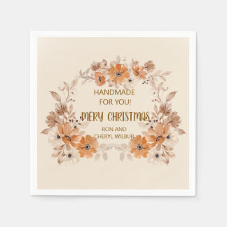 Rustika Boho Blommiga Julservetter Pappersservett