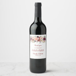 Rustika Boho Höst Vattenfärg Blommiga Vin Etikette Vinflaska Etikett