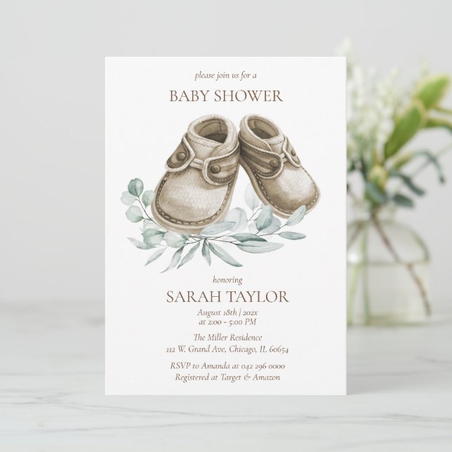 Rustika Boho-stövlar Baby Shower-mall Inbjudningar (Stående Fram)