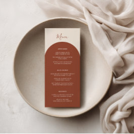 Rustika Boho Terrakotta valv Retro Bröllopsmiddag Meny