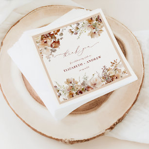 Rustika Boho Trädgårdsblommor Bröllop Servetter