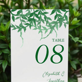 Rustika Botaniska Blad Bröllop Bordsnummer