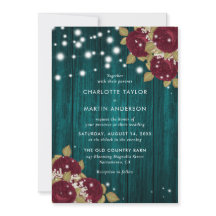 Rustika Bröllop i Burgundy Teal med Träljus och Bl