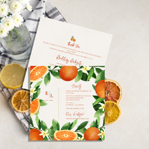 Rustika Bröllopsdetaljer Citrus Orange Greenery Tilläggskort