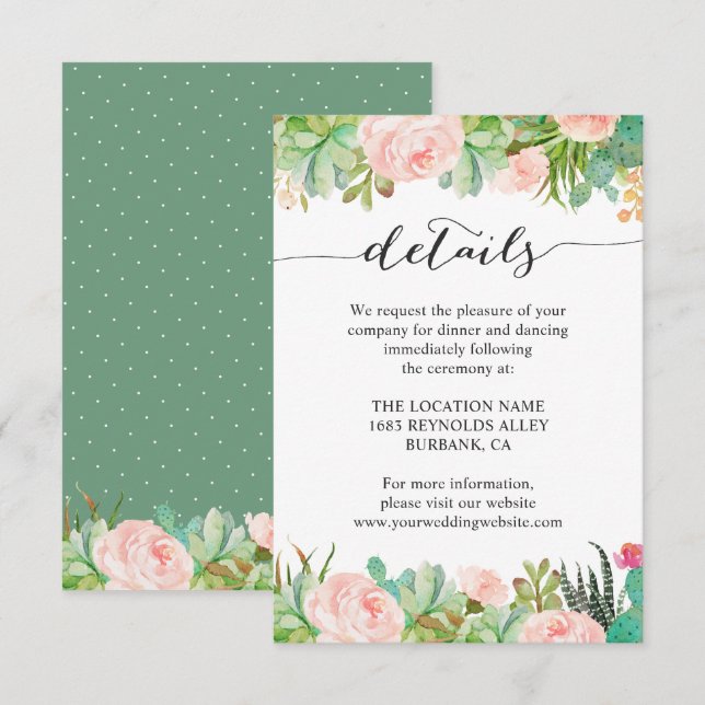 Rustika Bröllopsdetaljer för Sukkulent Kaktus Mott Inbjudningar (Fram/baksida)