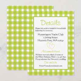 Rustika bröllopsdetaljer Gingham Grön Plaid-fest Inbjudningar