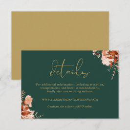 Rustika Bröllopsdetaljer i Blommor, Smaragd och Gu Tilläggskort