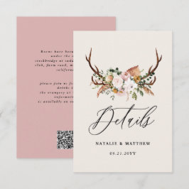 Rustika Bröllopsdetaljer med Hjorthorn och Blommor Tilläggskort