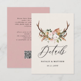 Rustika Bröllopsdetaljer med Hjorthorn och Blommor Tilläggskort