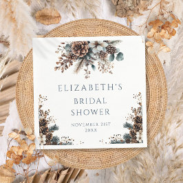 Rustika Bröllopsdusch med Skogstema och Kottar Pappersservett