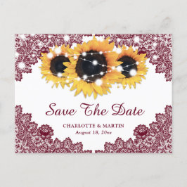 Rustika Bröllopsinbjudan Solros Save The Date i Bu Meddelande Vykort