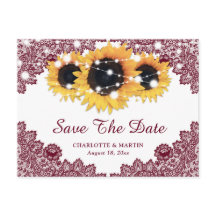 Rustika Bröllopsinbjudan Solros Save The Date i Bu