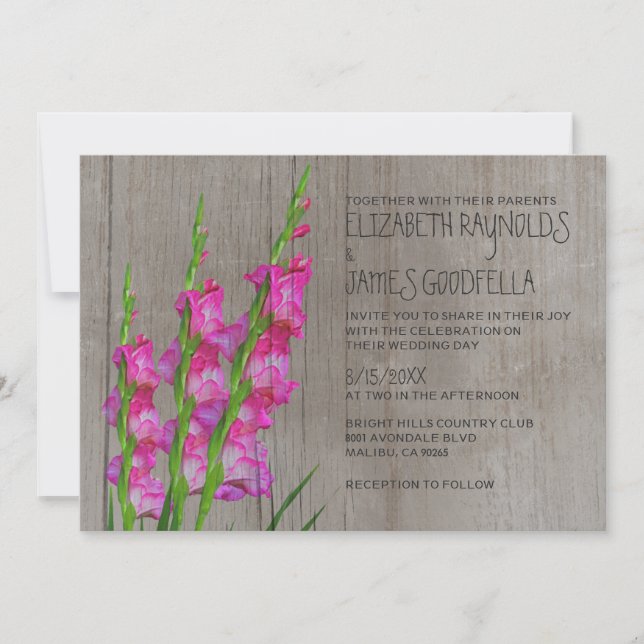 Rustika Bröllopsinbjudningar med Gladiolus Inbjudningar (Framsida)