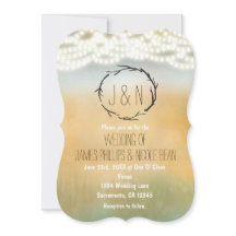 Rustika bröllopsinbjudningar med krans och ljus